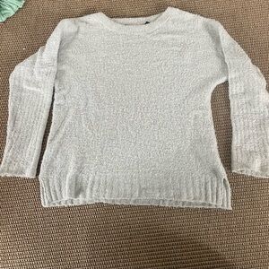 Anthropologie Gray Crew Neck Sweater with Ribbed Texture